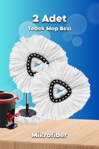 Grimorlife Döner Başlıklı Mop Uyumlu Yedek Mop Bezi Standart Ölçü, Leke Tutmaz, Koku Yapmaz