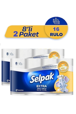 Selpak Kağıt Havlu Extra Yağ Emici 2 x 8 Rulo
