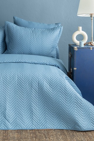 İssimo Home Simply Gökyüzü Mavi Çift Kişilik %100 Pamuk Saten Yatak Örtüsü Seti Mavi