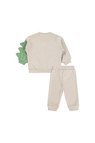 Civil Baby Dinozor Baskılı 3-18 Ay Takım - Bej Taş Rengi