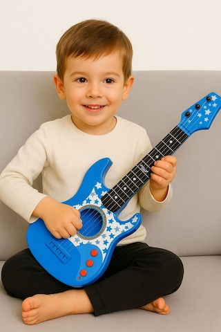 Rock Gitar 50 Cm Akort Edilebilir Oyuncak Mavi