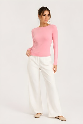 Lili Woman Kadın Thumbhole Fit Uzun Kollu Crop Bluz E.7006 Pembe