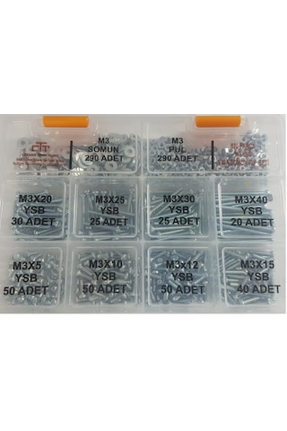 M3 Ysb Vida Set 870 Adet Vida -Somun-Pul Seti N11.28488