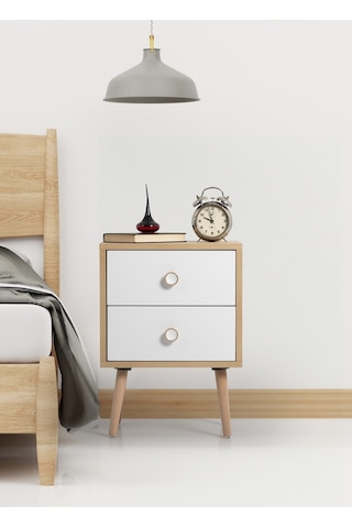 Flora Moderna Iki Çekmeceli Komodin Meşe