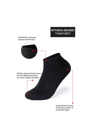 Anthony Jackson Premium Dikişsiz Unisex Sneaker Çorap 10'lu Kutu Siyah