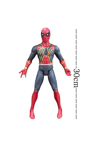 Işıklı Sesli Pilli Kafası Ve Eklemleri Hareket Eden 30cm Detaylı Oyuncak Örümcek Adam Figürü Spider - Man