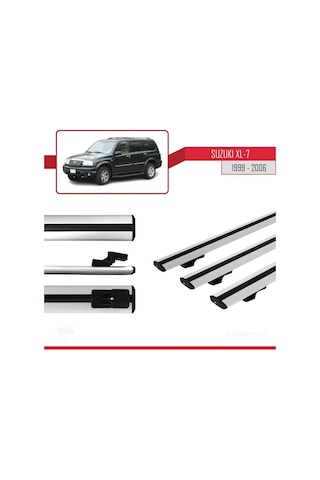 Suzuki Xl-7 1999-2006 Arası İle Uyumlu Basic Model Ara Atkı Tavan Barı Gri 3 Adet