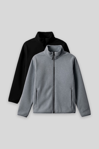 Standart Fit 2li Paket Siyah-gri Melanj Kız Çocuk Polar Sweatshirt - 75154 Siyah - Gri