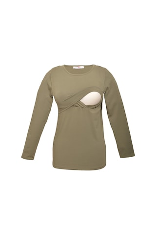 Luvmabelly 2701-2708 Pamuklu Uzun Kollu Lohusa Emzirme T-shirt-haki