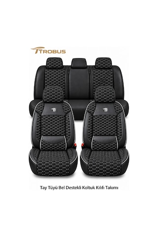 Renault Symbol 2008 Ve Sonrası Uyumlu Altay Bel Destekli Tay Tüyü Oto Koltuk Kılıfı Siyah Beyaz