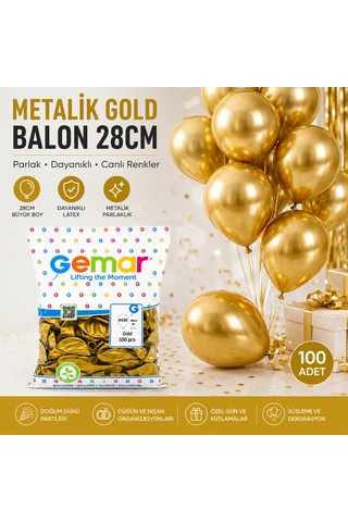 Metalik Gold Balon 100'lü Açık Pembe