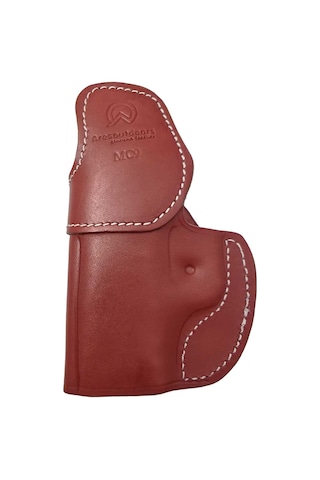 Canik Mete Mc9 İçin Uygun Kahverengi Kemer İçi Çıtçıtlı Gerçek Deri Silah Kılıfı