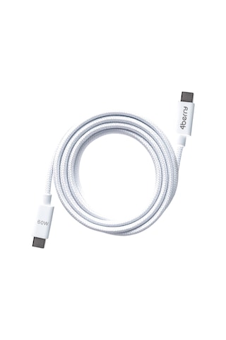 Eco-cc Beyaz Usb-c-c Örgülü Kablo 2 M, 60 W Hızlı Şarj