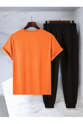 Uyguntarz Unisex Beatiful Soul Tasarım Basklı Tshirt Eşofman Takımı Turuncu