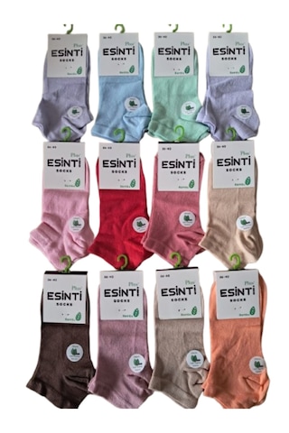 Abani Classic 12 Çift Esinti Bayan Bambu Patik Pastel Renk Çorap Çok Renkli