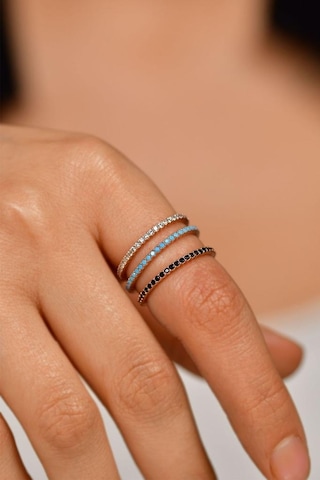 Roza Silver 925 Ayar Mix Taşlı Rose Minimal Tamtur 3'lü Gümüş Yüzük Set Rr10023