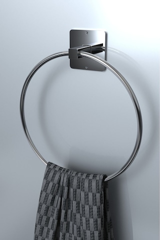 Karteya Yapışkanlı Gümüş Yuvarlak Havluluk Banyo Mutfak Havlu Askılık Gümüş
