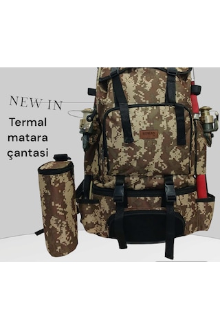 Rowan Çanta Termal Alt Bölmeli+termal Matara Çantlı Kamp,balıkçı Sırt Çantası Kamuflaj