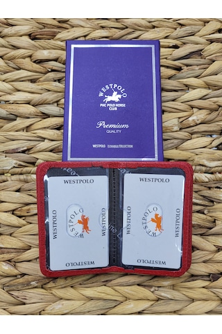 Westpolo İsme Özel 1026 Hakiki Deri Unısex Kartlık Kırmızı