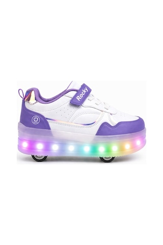 Glow Kız Erkek Çocuk Patenli, Işıklı Rahat Spor Ayakkabı & Sneaker 4 Teker Kaykay Ayakkabı Mor