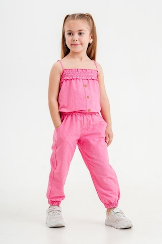 Kıpırık Baby Kız Çocuk Fuşya Pantalonlu Poplin Takım-1168 Koyu Pembe