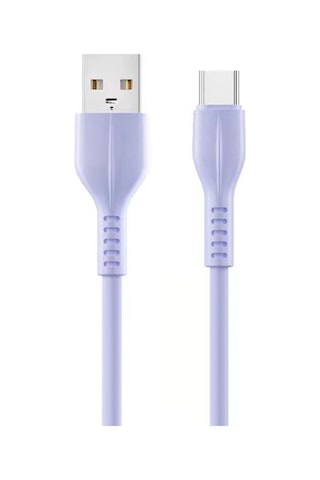 Neevoyu 1m Mor Silikon Type C Kablosu - 2a Hızlı Şarj Ve Veri Transferi - Dayanıklı Malzeme - Tüm Type C Cihazlara Uyumlu