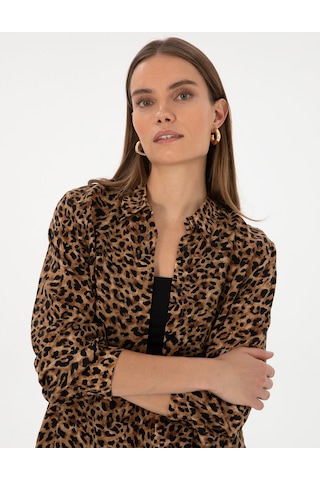 Pierre Cardin Kadın Camel Gömlek Desenli 50313664-vr015 CAMEL