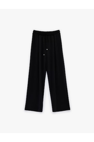 Koton Regular Fit Viskon Karışımlı Beli Bağcıklı Pileli Pantolon Siyah 6sak30027ek Siyah