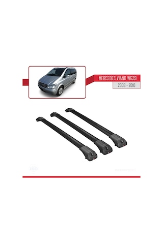 Mercedes Viano 2003-2010 Arası İle Uyumlu Ace-1 Ara Atkı Tavan Barı Siyah 3 Adet Bar