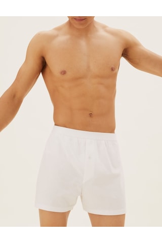 Marks & Spencer Saf Pamuklu 5'li Nefes Alabilir:trade Mark: Boxer Seti Beyaz