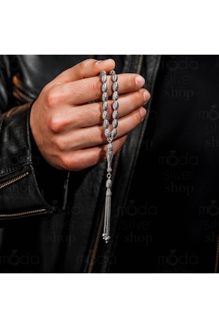 925 Ayar Gümüş Arpa Taneli Fizyon Model Tesbih