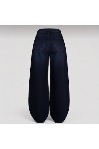St.poll Eskitme Yıkama Vintage Unisex Baggy Jean Pantolon Lacivert