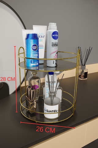 Suntel Banyo Kozmetik Takı Düzenleyici Çok Amaçlı Organizer 2 Katlı Servis Sunum Tepsisi Ikramlık