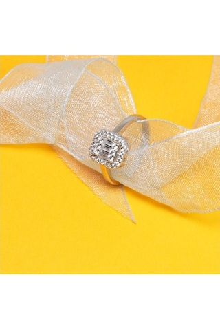 Brezza Lusso Jewelry Gümüş Baget Zirkon Taşlı Tektaş Bayan Yüzük - 462269813