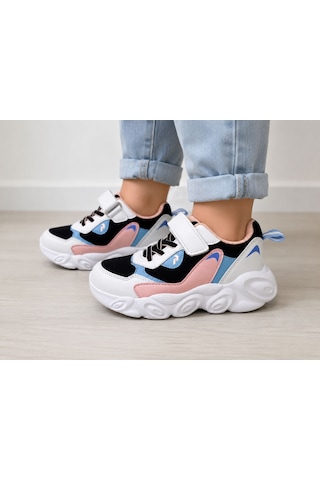 Papucumun Dünyası Kız Çocuk Kalın Taban Cırtlı Çok Renkli Sneaker