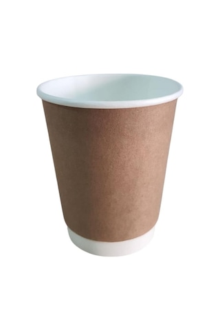 Karton Bardak 8 Oz Double Wall Çift Katmanlı Pk: 25 Li Kraft + Beyaz 25