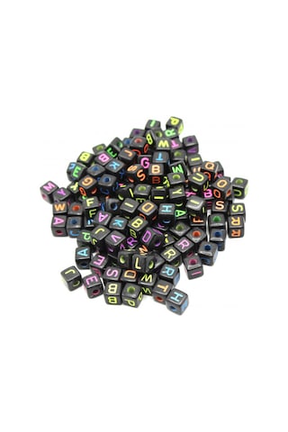 Harf Boncuk Akrilik Küp 10 Mm 250 Gr Siyah