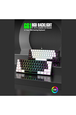 Lemestar 61 Tuşlu Rgb Aydınlatmalı Oyun Klavyesi - Ergonomik Tasarım, Usb-c Bağlantı, Kompakt Ve Taşınabilir