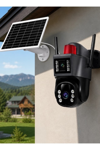 O-kam Pro Okam-7015 4g Solar Güneş Enerjili Çift Lensli Ptz Dış Mekan Güvenlik Kamerası