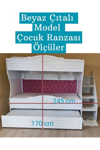 Çocuk Ranzası Beyaz - Çıtalı Model