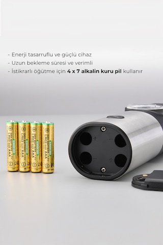 Neutron Pilli Led Işıklı Otomatik Baharat Öğütücü 2'li Paket Siyah