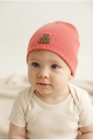 Organik Pamuklu, Yumuşak Dokulu, Ribanalı Düz Model 3 Lü Set Unisex Bebek Şapkası Mor-fuşya-gri