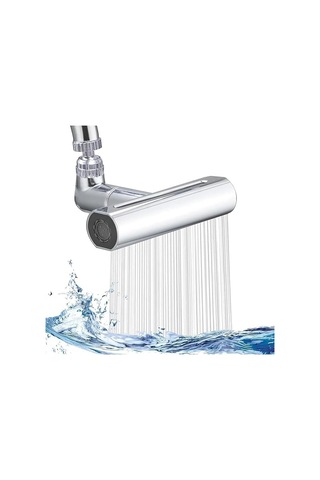 Fusty 360 Derece Döner Şelale Musluk Başlığı - 4 Fonksiyonlu Gümüş
