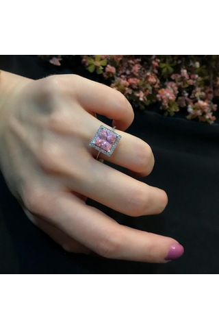 Stela Pembe Baget Gümüş Yüzük