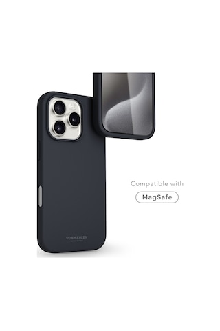 Vonmahlen Apple Uyumlu iPhone 16 Pro Max Magsafe Silikon Kılıf Lacivert