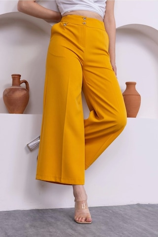 Lodmela Cep Detaylı Palazzo Pantolon 301-sarı Pembe