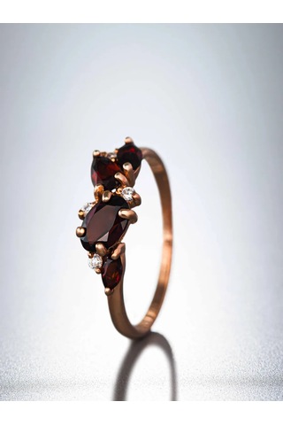 Uvelirnye Tradicii 925 Ayar Gümüşten Doğal Grenat Taşlı Yüzük 222125487 Diğer