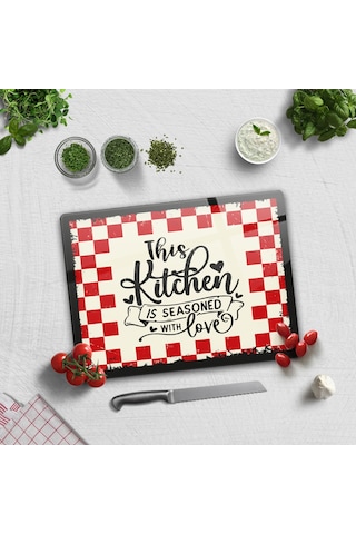 Decorita Cam Kesme Tahtası | Kitchen Love | 30cm x 40cm