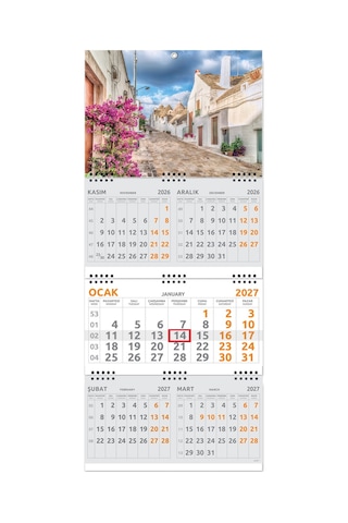 2027 5 Aylık Gemici Takvimi Denizci Duvar Takvimi 33 x 77.5 CM