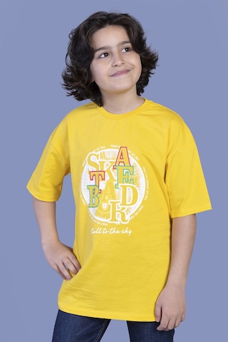 Toontoy Kids Toontoy Erkek Çocuk Renkli Baskılı Tişört Sarı
